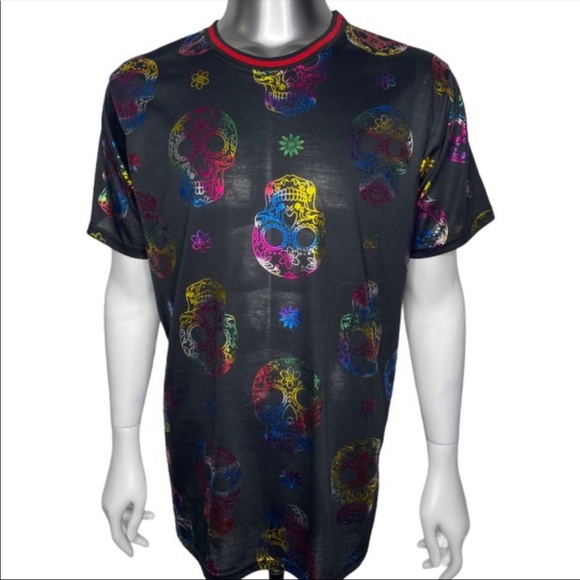 Drill NYC Black Skull T-Shirt Metallic Graphic - Picture 4 of 6